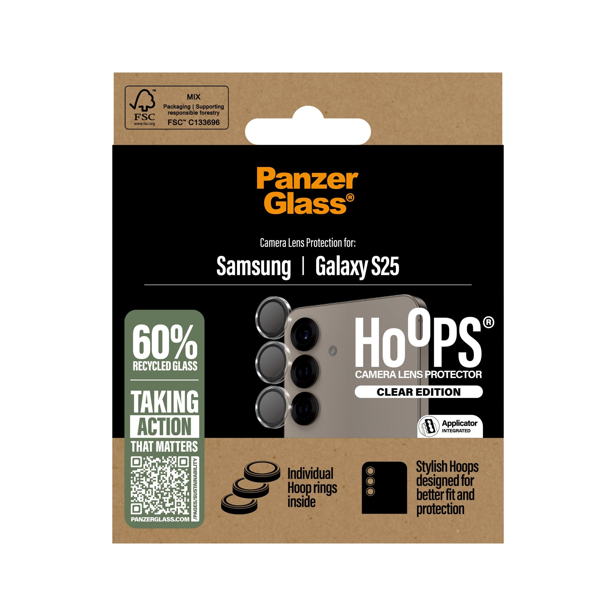 PanzerGlass® Hoops® Transparent Kameraschutz Samsung Galaxy S25